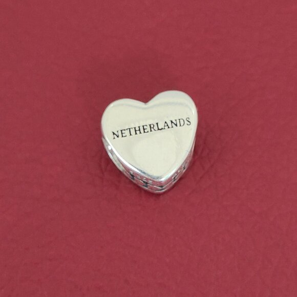 Pandora Netherlands and Tulip Heart Bead Charm S925 Sterling Silver Pendant - Picture 2 of 7